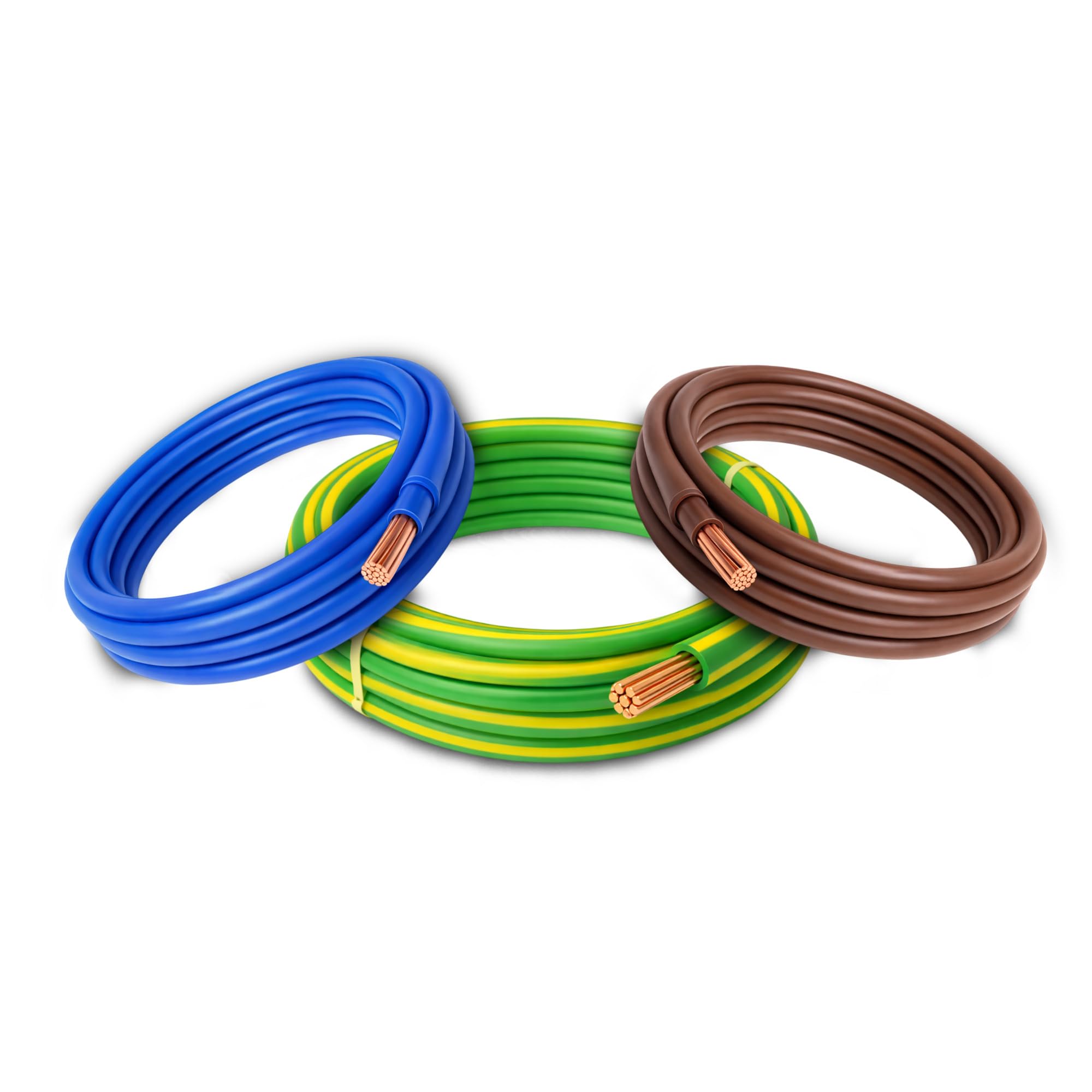 LampStation 25mm Meter Tail Kit - 6181Y Brown & Blue 300/500V with 16mm 6491X Earth 450/750V PVC Stranded Copper for Consumer Units - BASEC Approved - 3 Metres