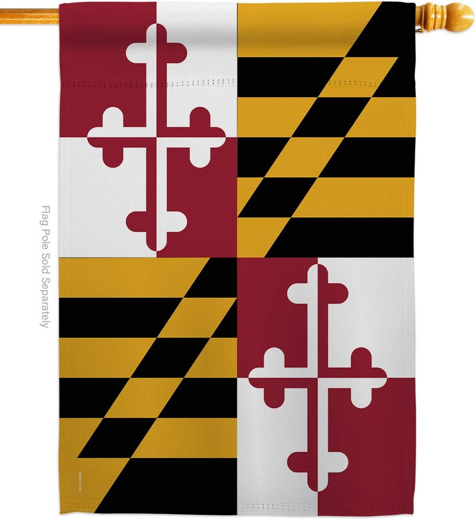 States Maryland House Flag Dowel Set Regional USA American Territories Republic Country Particular Area Small Decorative Gift Yard Banner Made In 28 X 40