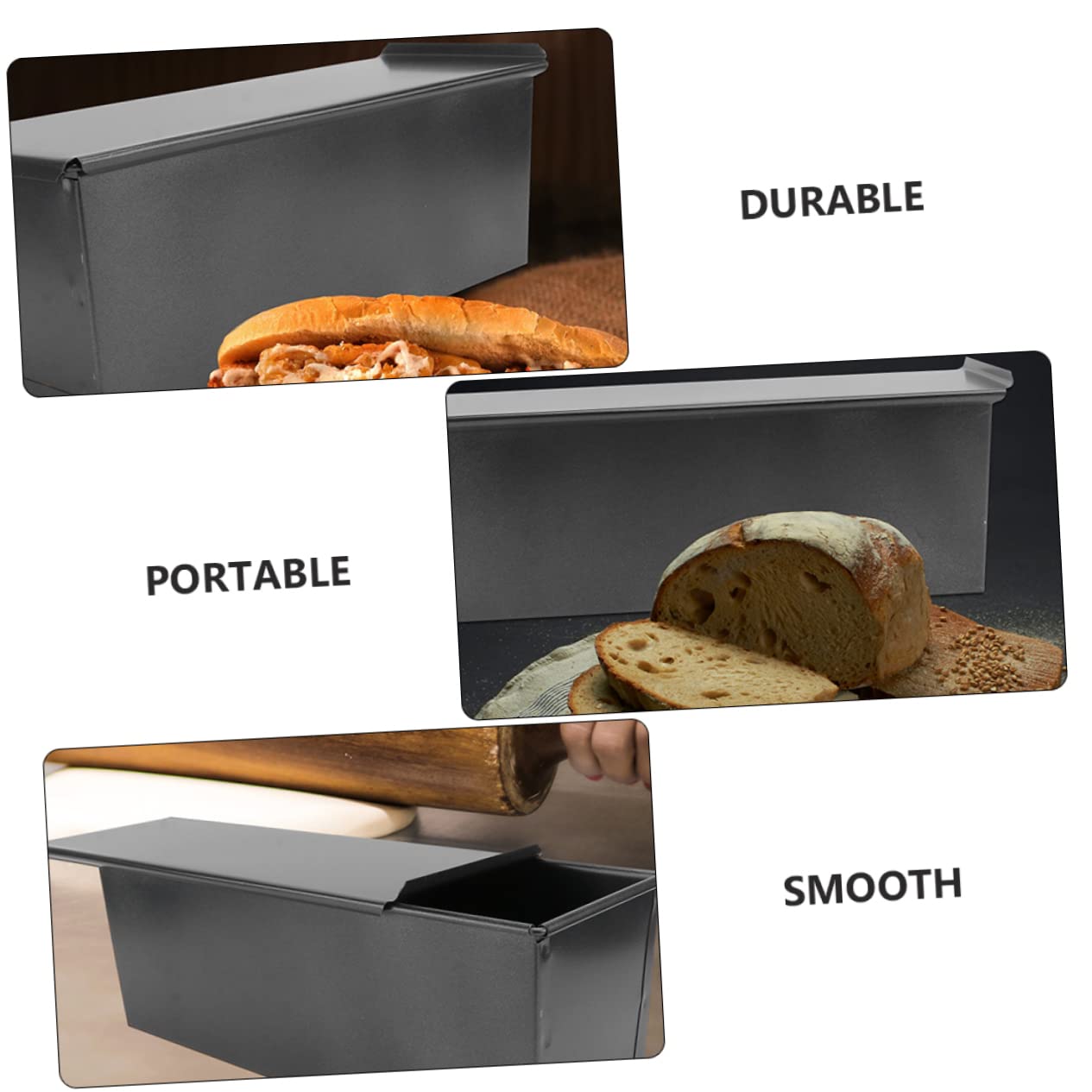 COLLBATH Backform Tragbar und Platzsparend aus Schwarzem Eisen für Toastbrot mit Antihaftbeschichtung für Selbstgemacht Bäckerei und Käsekuchenherstellung