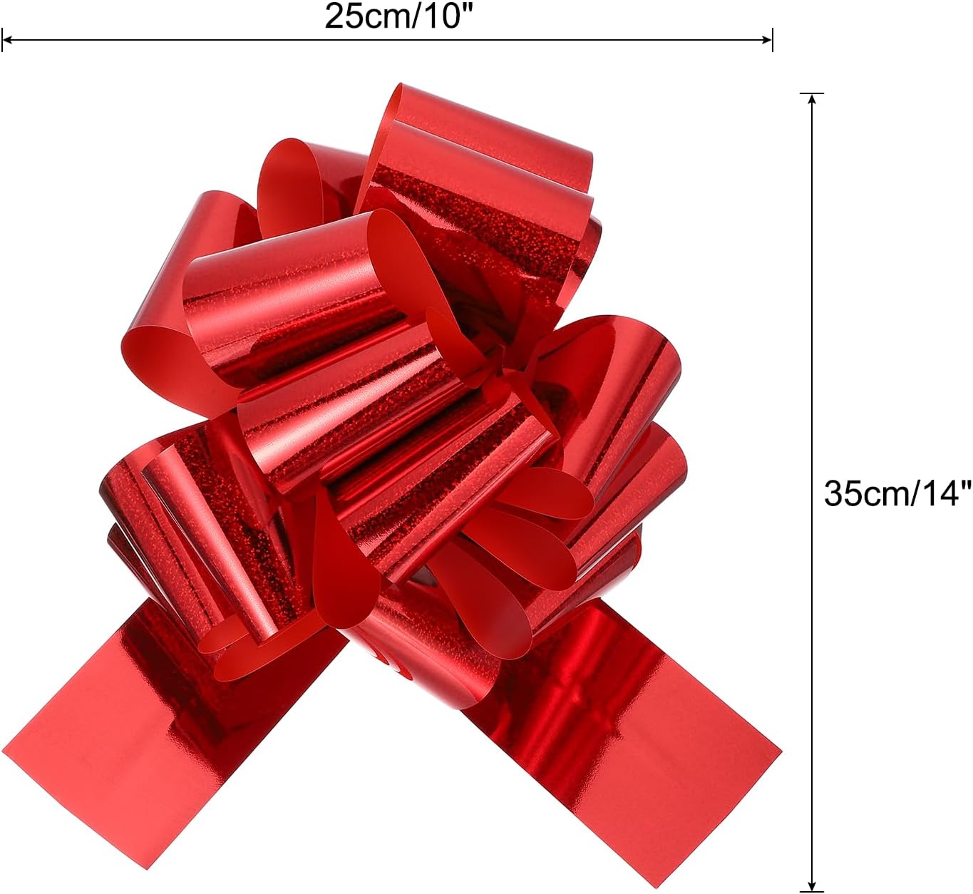 MECCANIXITY 10 Inch Giant Large Pull Bow 1 Pcs Big Glitter Metallic Car Bows Ribbon for Wedding Presents Gift Wrapping Christmas, Red
