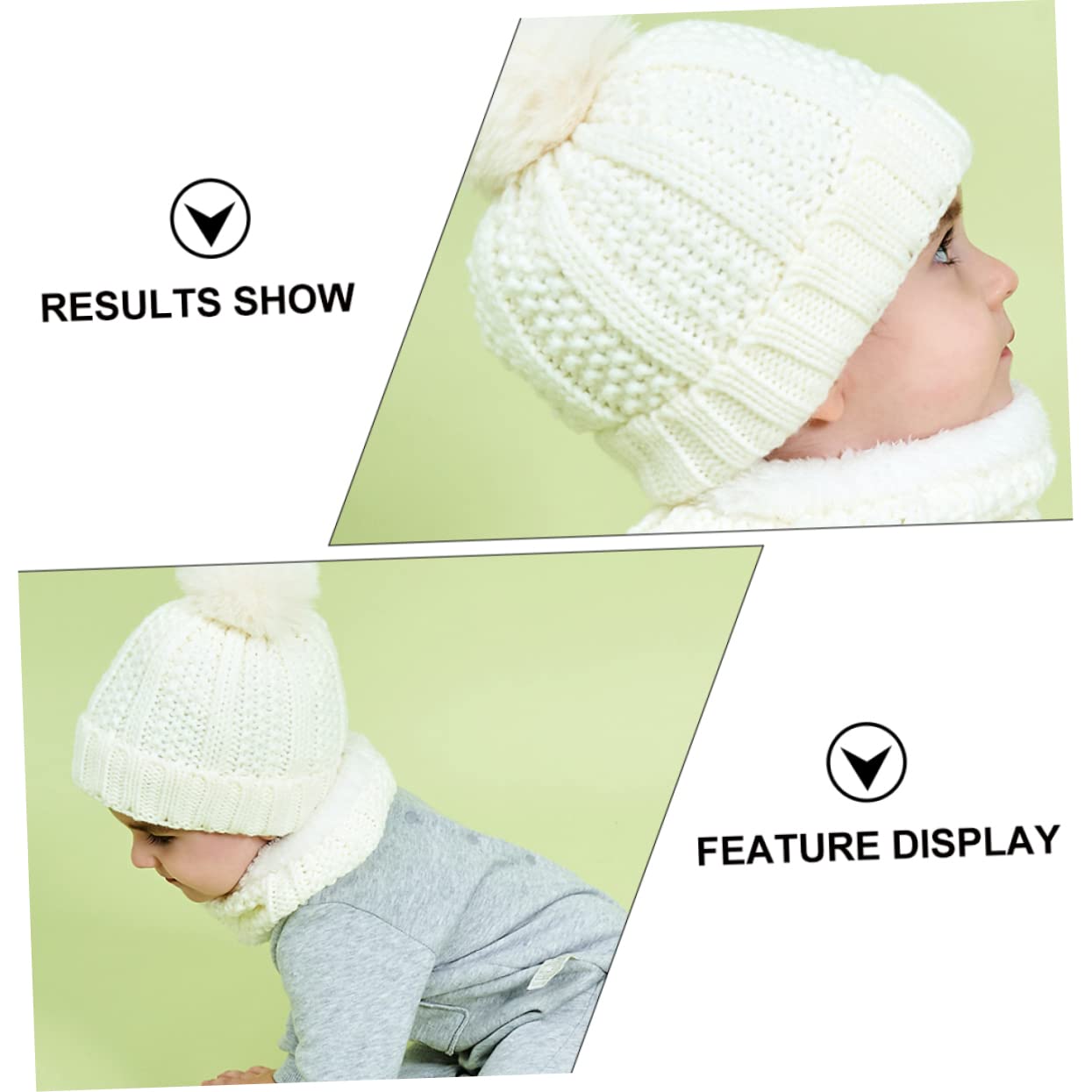 CONGARTENO Children's Knitted Cap Set Warm Winter Hat Boy Infant Hats Soft Acrylon Material Cute Design White