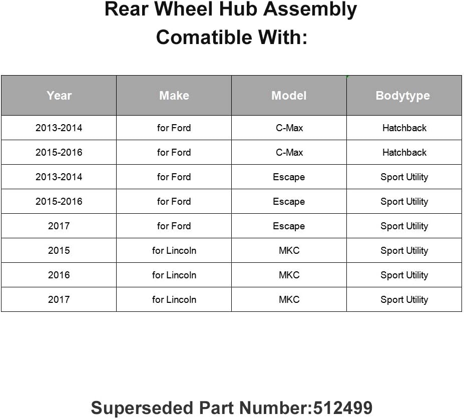 LSAILON Hub Assembly and Wheel Bearing Replace for Ford C-Max 2013-2016 for Ford Escape 2013-2017 FWD 513359