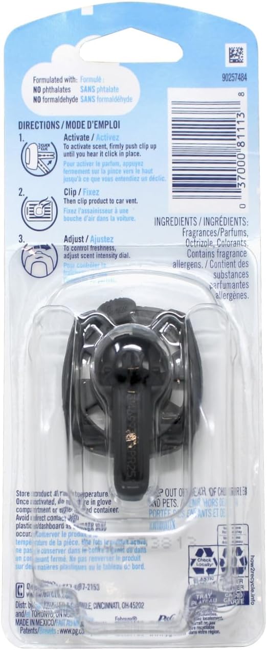 Febreze OdorClear Car Vent Air Freshener Clip, Linen & Sky - 8 Pack x 0.06 Fl.Oz / 200ml - 30 Days