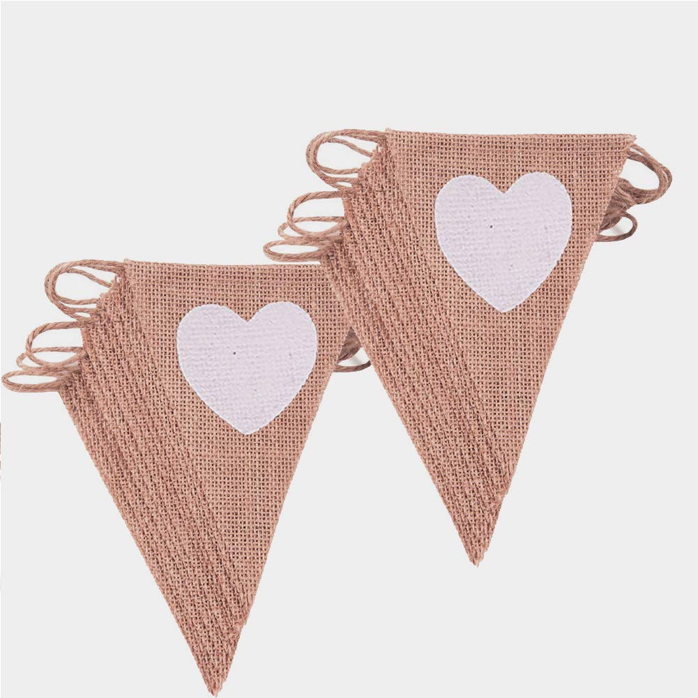 DAHI Bunting with 96 pieces bunting bunting banner bunting garland for wedding, party (brown (heart))