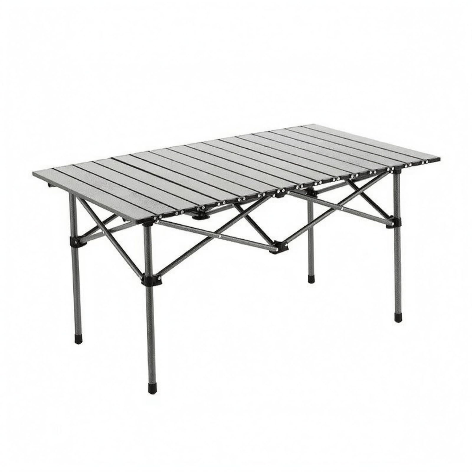 rockible Mesa de Camping Plegable Ligera con Superficie Segmentada Mesa Auxiliar Mesa de Picnic Mesa de Exterior Diseño Abatible de Patas Rectas y Cruces, 120 65 62 Cm, Gris