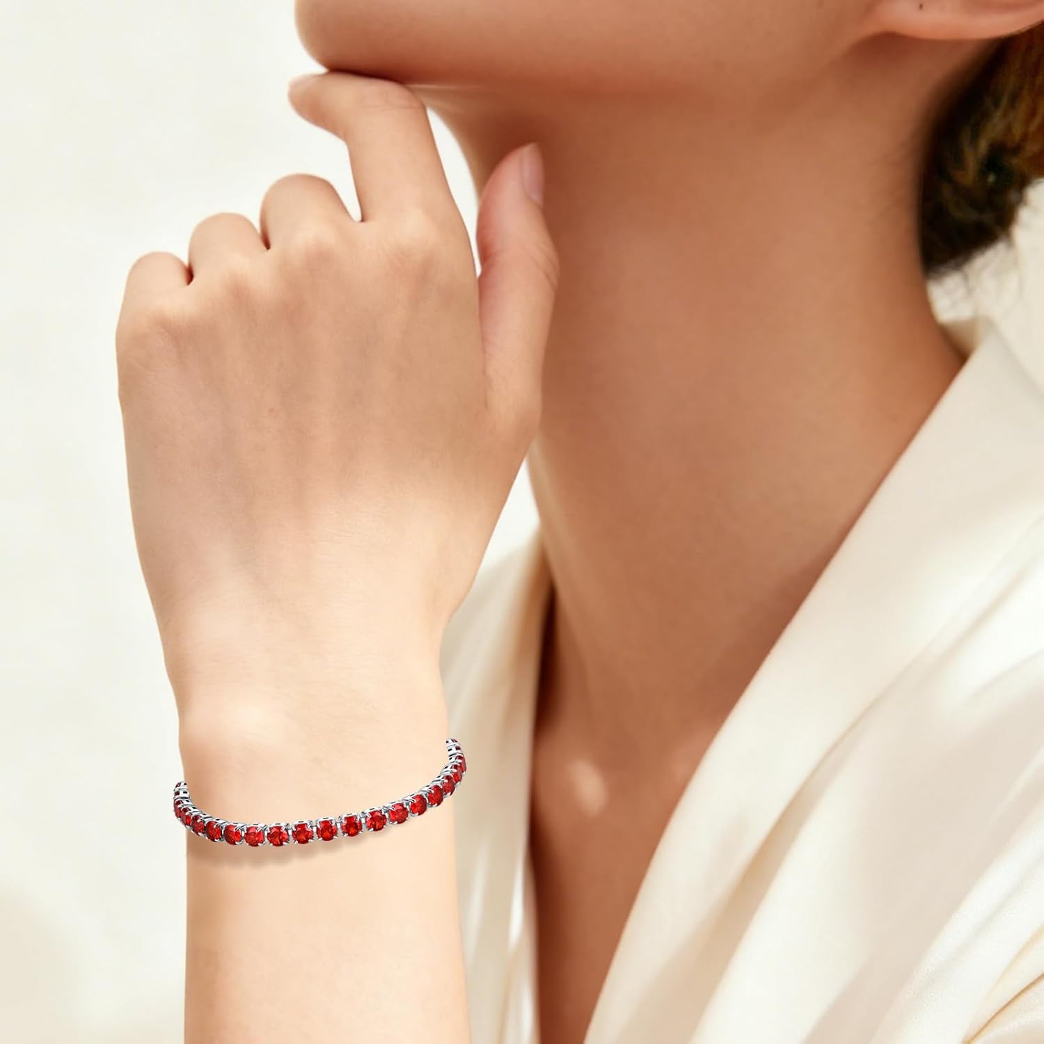 SUNFEEL Birthstone Bracelet Jewelry for Women Sterling Silver with Gold Plated Tennis Bracelet Classic Bolo Adjustable Chain Anniversary Birthday Gifts for Women Mom Wife Her - Image 3