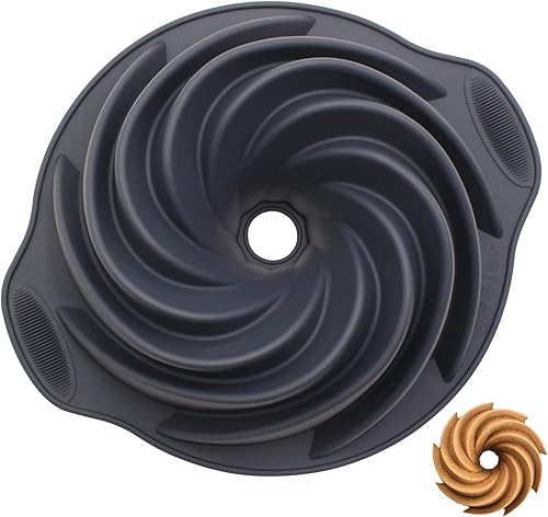 Molde de silicona para pasteles de 9 pulgadas, para hornear con forma perfecta, molde antiadherente para Savarin, mango resistente de fácil agarre,