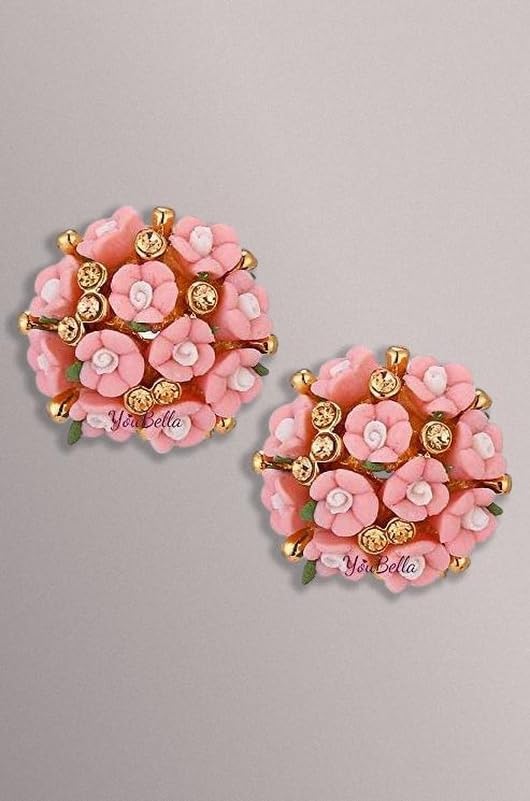 YouBella Jewellery for Women Gold-plated Floral Stud Tops Earings Earrings for Women & Girls