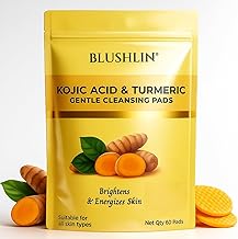 kojic acid and turmeric cleansing pads 60 Count – Dark Spot Removal, Skin Brightening & Acne Care | With Vitamin C, Retinol & Chamomile | Makeup Remover | For Women & Men | All Skin Types | 60 Pads (Pack of 1)