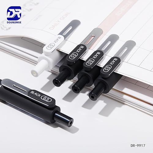 Miniatura 8 de Paquete de 12 bolígrafos de gel de punta fina de tinta negra de 0.020 in, escritura suave, sin manchas para diario, antideslizantes, bonitos