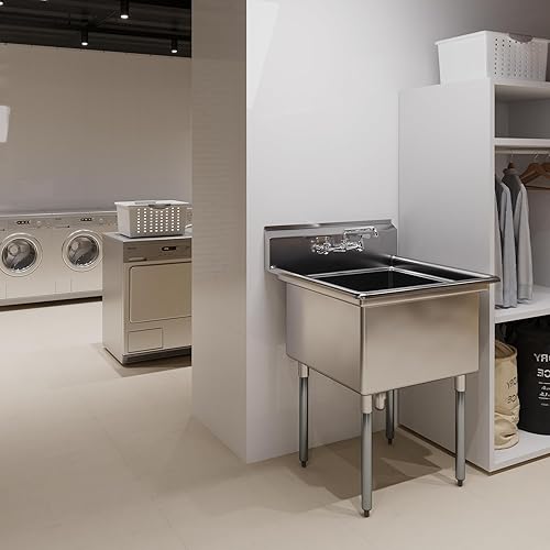 Vista 14 de AmGood Fregadero de acero inoxidable para preparación y utilidad Acero inoxidable 304 Restaurante, Cocina, Lavandería, Garaje NSF