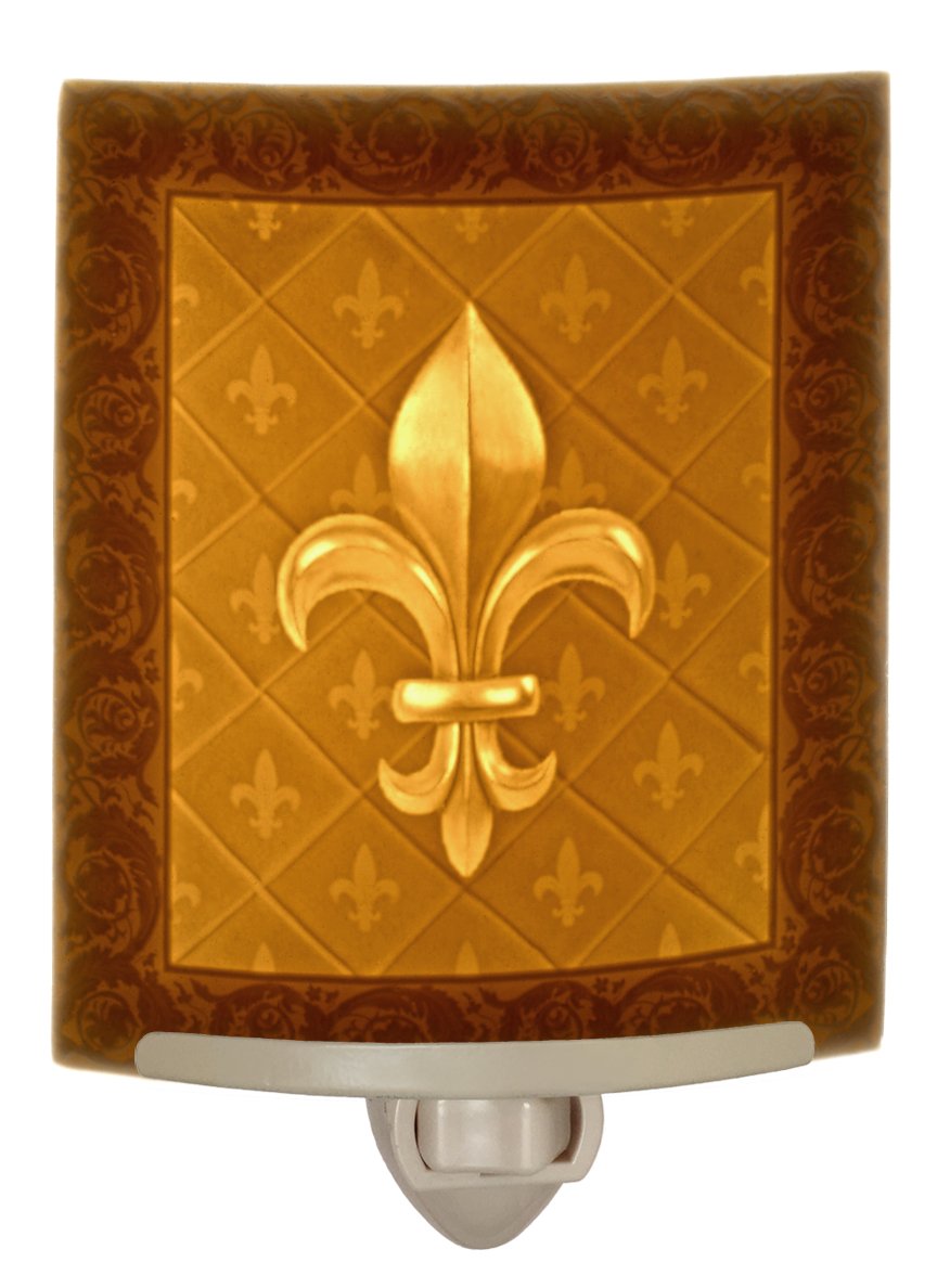 The Porcelain Garden Fleur-de-lis Nightlight; Porcelain Lithophane, Decorative Wall Plug in Accent Light for Nursery, Bedroom, Kitchen, Bath