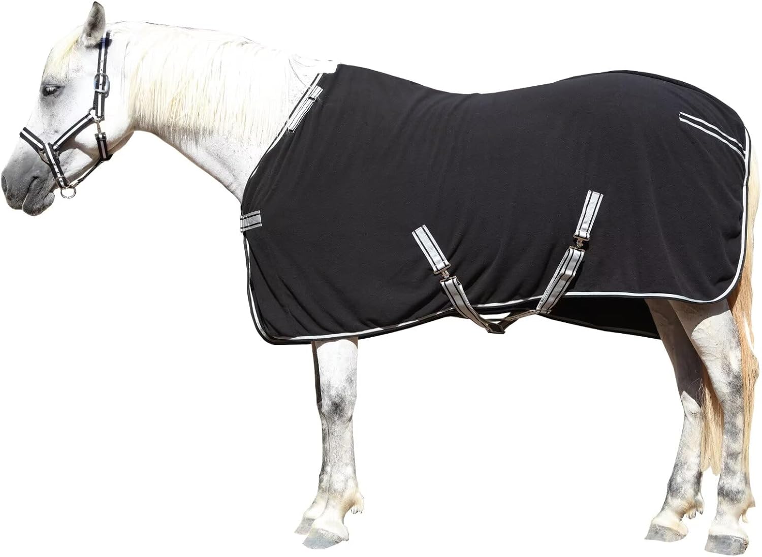 LEAFOREST Horse Fleece Blanket Polar Fleece Cooler Liner Soft Exercise Blankets for Horses Moisture Wicking Sheet in The Barn, Stable, Stall, Pasture, Paddock Black 72 inches