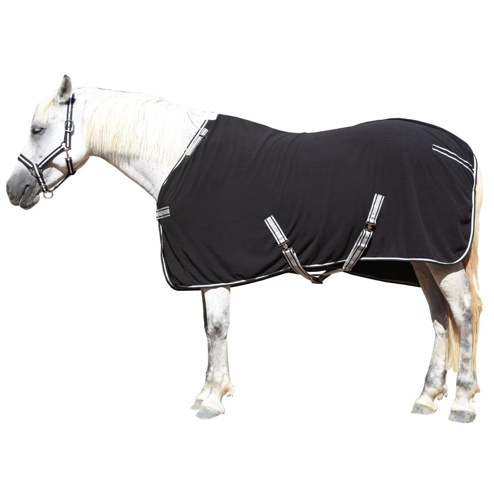 LEAFOREST Manta de forro polar con forro polar para caballos que absorbe la humedad en el granero, establo, pasto, paddock, negro, 84 pulgadas