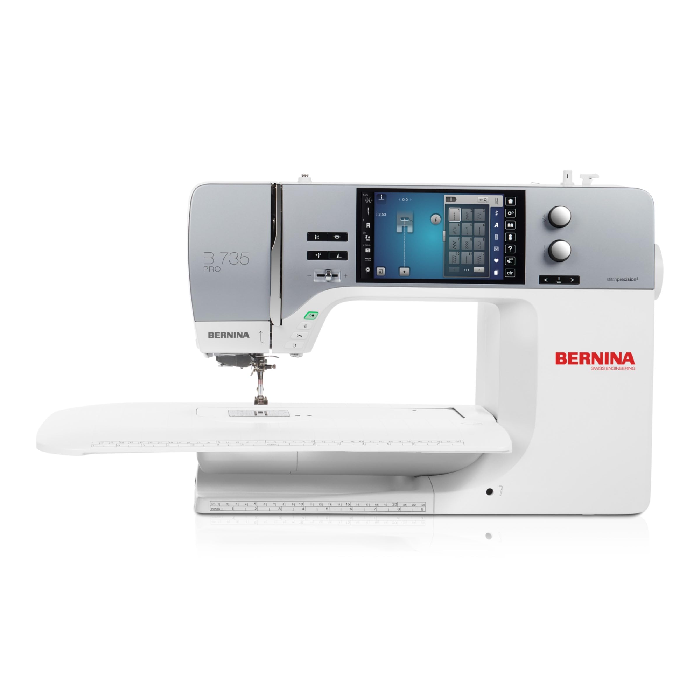 Bernina 735 PRO Näh- und Stickmaschine – stitchprecision², Laser-Nadelposition, WiFi & Stitchout App, 1753 Stiche, 400 Stickmotive