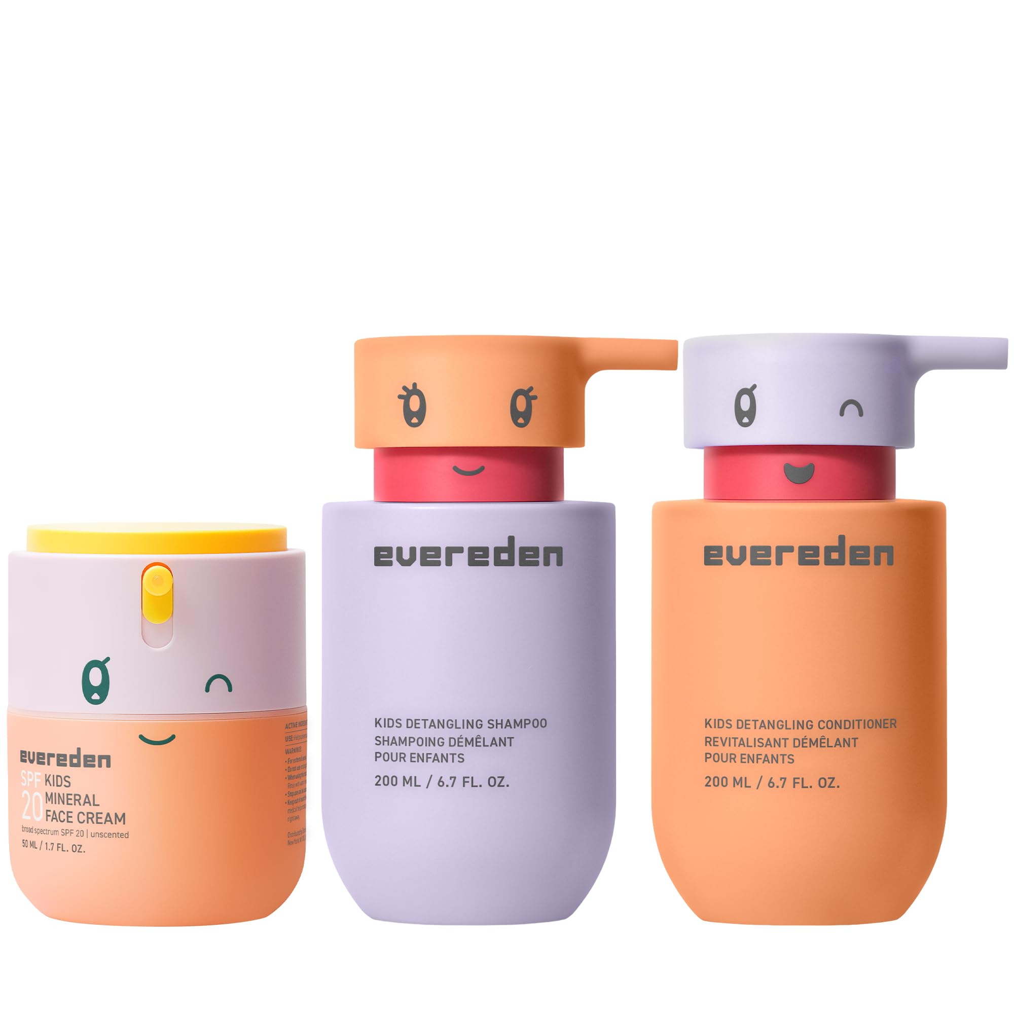 Evereden Happy Hair Kids Shampoo and Conditioner Set and Face Cream with SPF 20 | Non-Toxic Kids Face Moisturizer, Shampoo and Conditioner Set | Gentle and Clean Ingredients