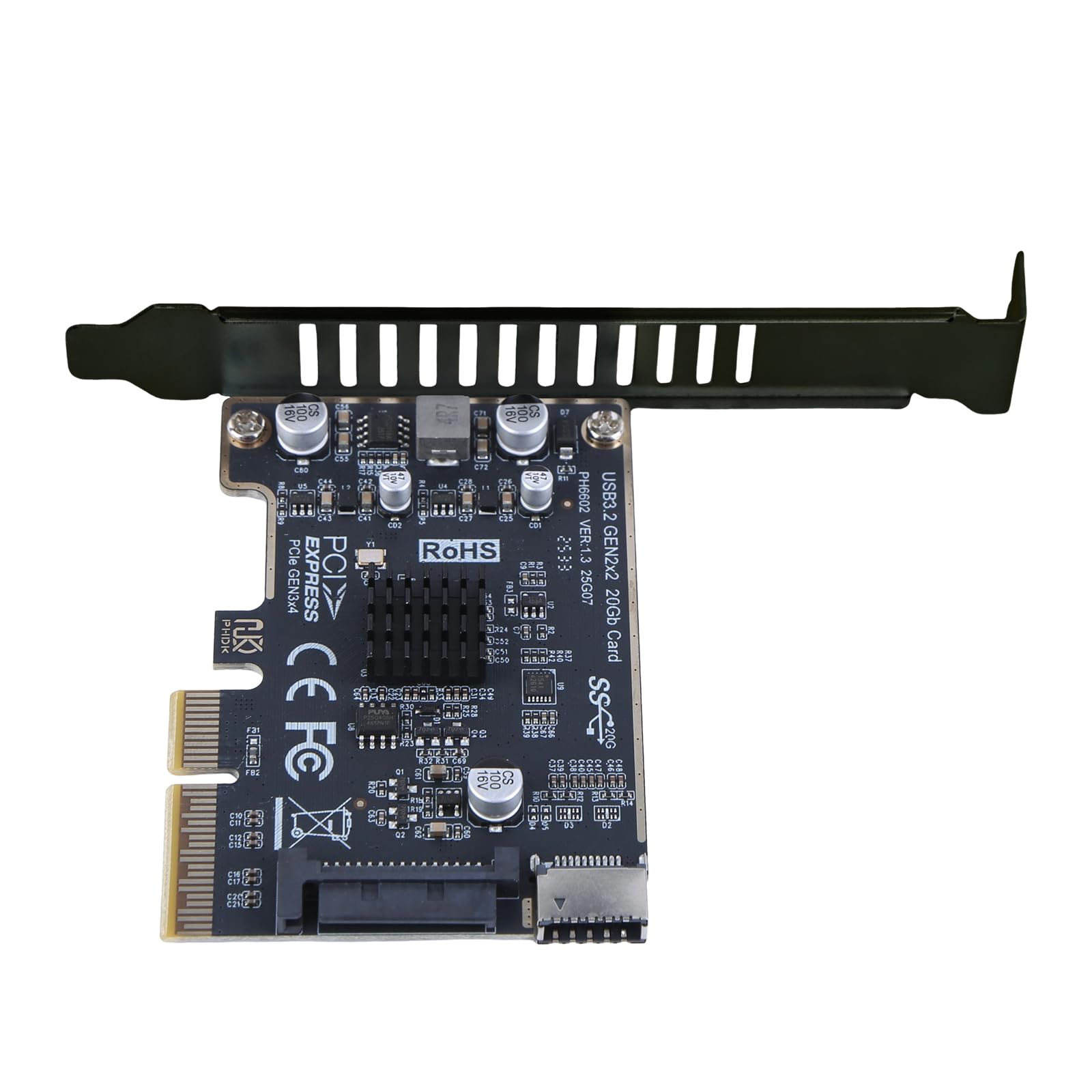 Karta rozszerzeń PCIE na typ E, układ ASM3242, adapter panelu przedniego USB 3.2 GEN2, 20 GB