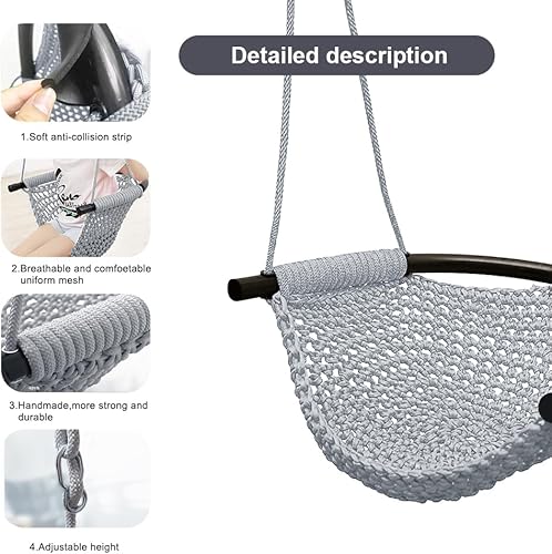 Miniatura 3 de Asiento de columpio tejido a mano para niños con cuerdas ajustables, juego de columpios Little Tikes, para interiores y exteriores, patio trasero,