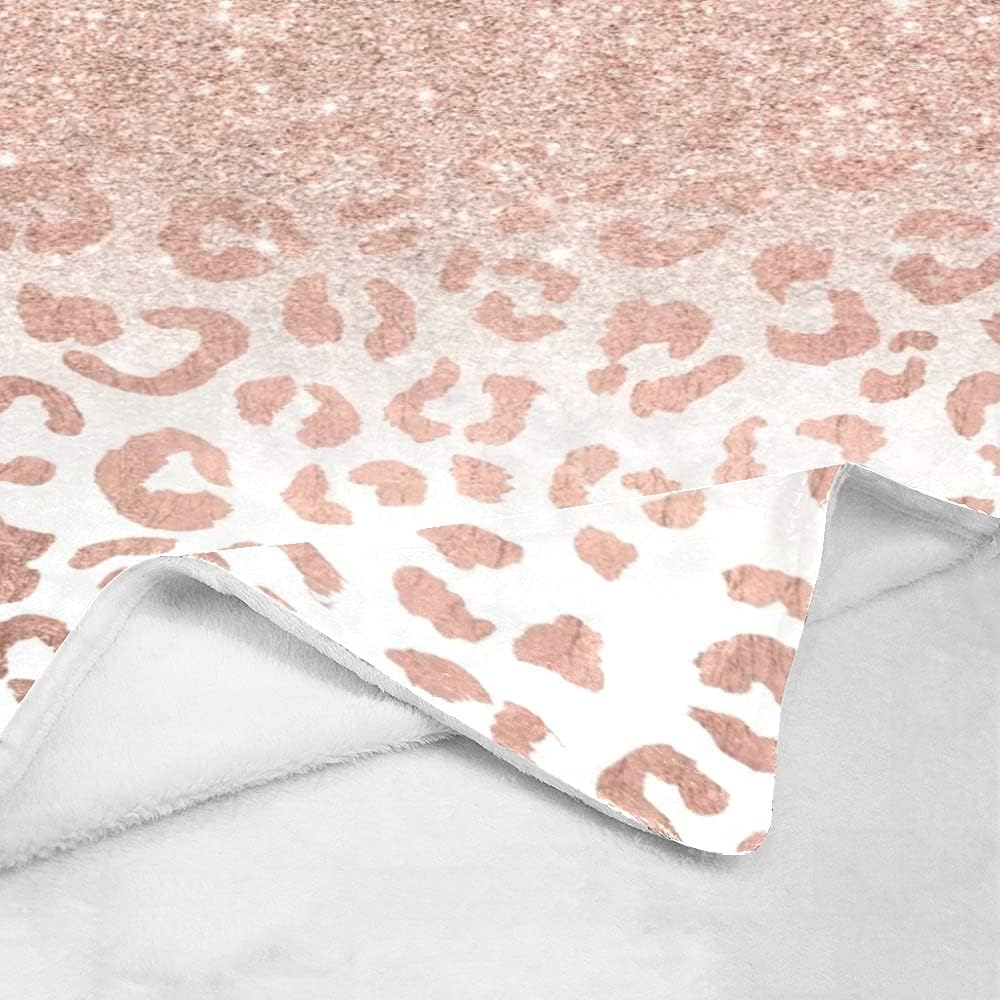 Personalized Baby Blanket, Rose Gold Leopard Custom Nursery Swadding Blankets 30x40 Inches for Baby Boy Girl with Name Baby Shower Birthday Gift