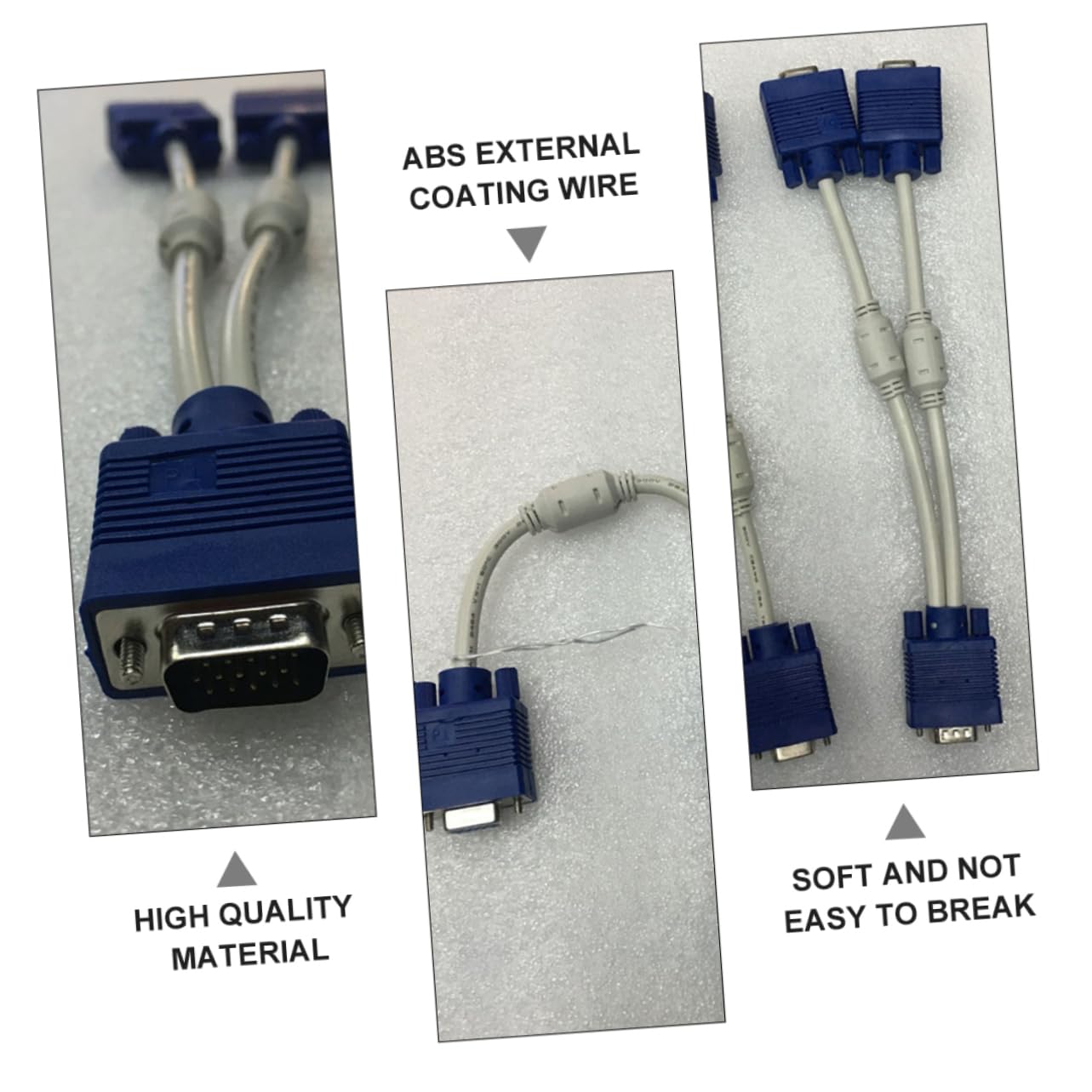 2pcs Vga Video Splitter Cable Male to Dual Female Adapter for Monitors Distributes One Input Signal to Two Outputs Compatible with Vga Displays and Devices