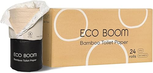 Miniatura 7 de ECO BOOM Viscosa de papel higiénico de bambú, sin perfume, 9 rollos, certificado FSC, 360 hojas, paquete de 9