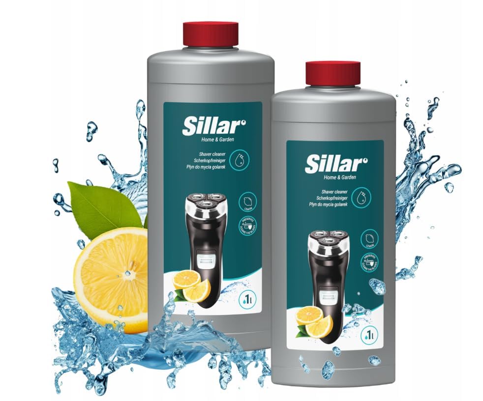 Sillar Nettoyant Tête de Rasoir 1L - Formule Citron - Compatible avec Braun CCR Séries 3, 5, 7, 9 - Solution de Nettoyage Rasoir - Hygiène Maximale et...