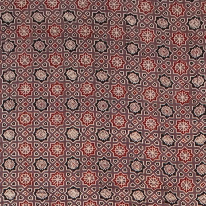 Image of Ethnics of Kutch Womenss Ajrakh Modal Silk Natural Dye Hand Block Print Saree with Blouse Piece - 5.5 Mtr Length