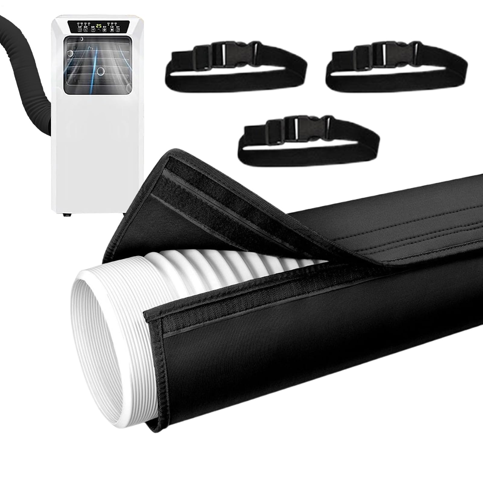 Klimaanlagen-Schlauchabdeckung – isolierte Neopren-Hülle zur Reduzierung der Energiekosten, 150 cm x 53 cm, universell passend für 5 Zoll und 6 Zoll Auspuffrohre, wärmereflektierende Abschirmung