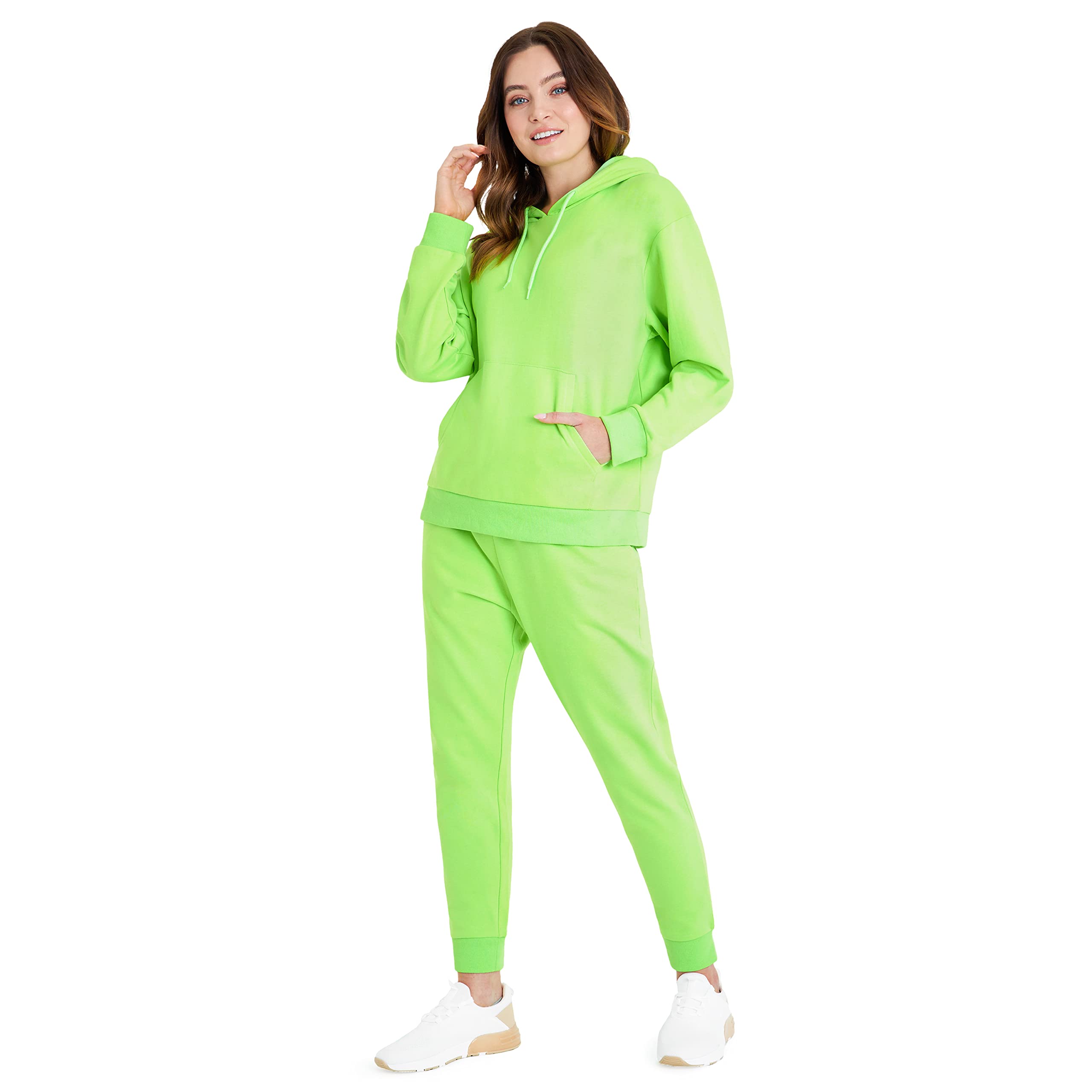 CityComfortTracksuit Womens Full Set Hoodie and Jogging Bottoms Neon Womens Tracksuit Sets Teenager Girls Loungewear Running Walking Hiking