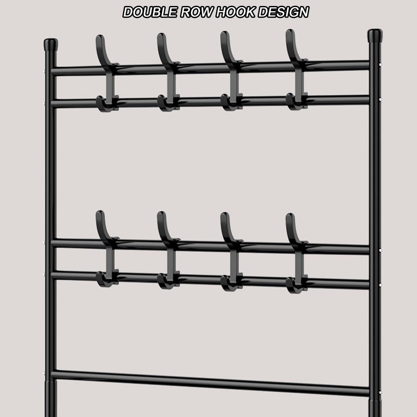 Perchero, perchero, banco para Zapatos, organizador de Zapatos de 4 niveles con 8 ganchos, soporte para Zapatos, organizador de Zapatos para puerta de armario A, 60 cm