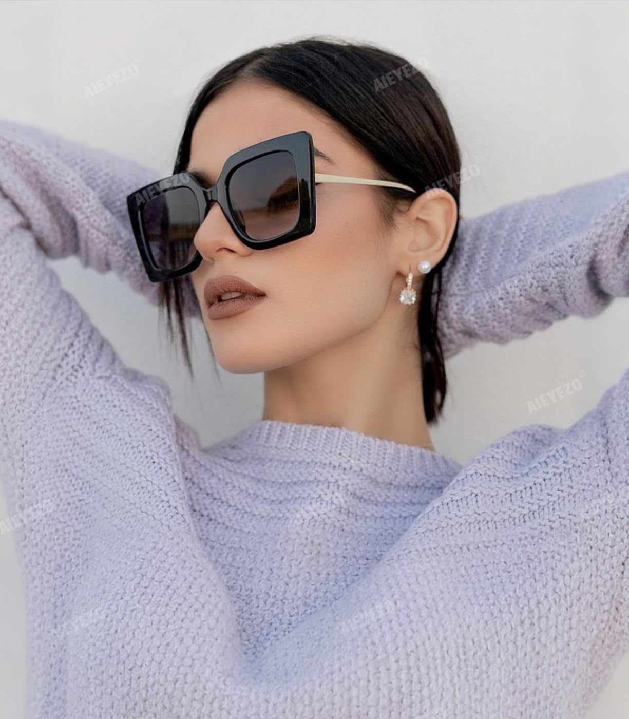 AIEYEZO Oversized Womens Sunglasses Trendy Retro Square Frame Sun Glasses Fashion Ladies Shades - Image 3