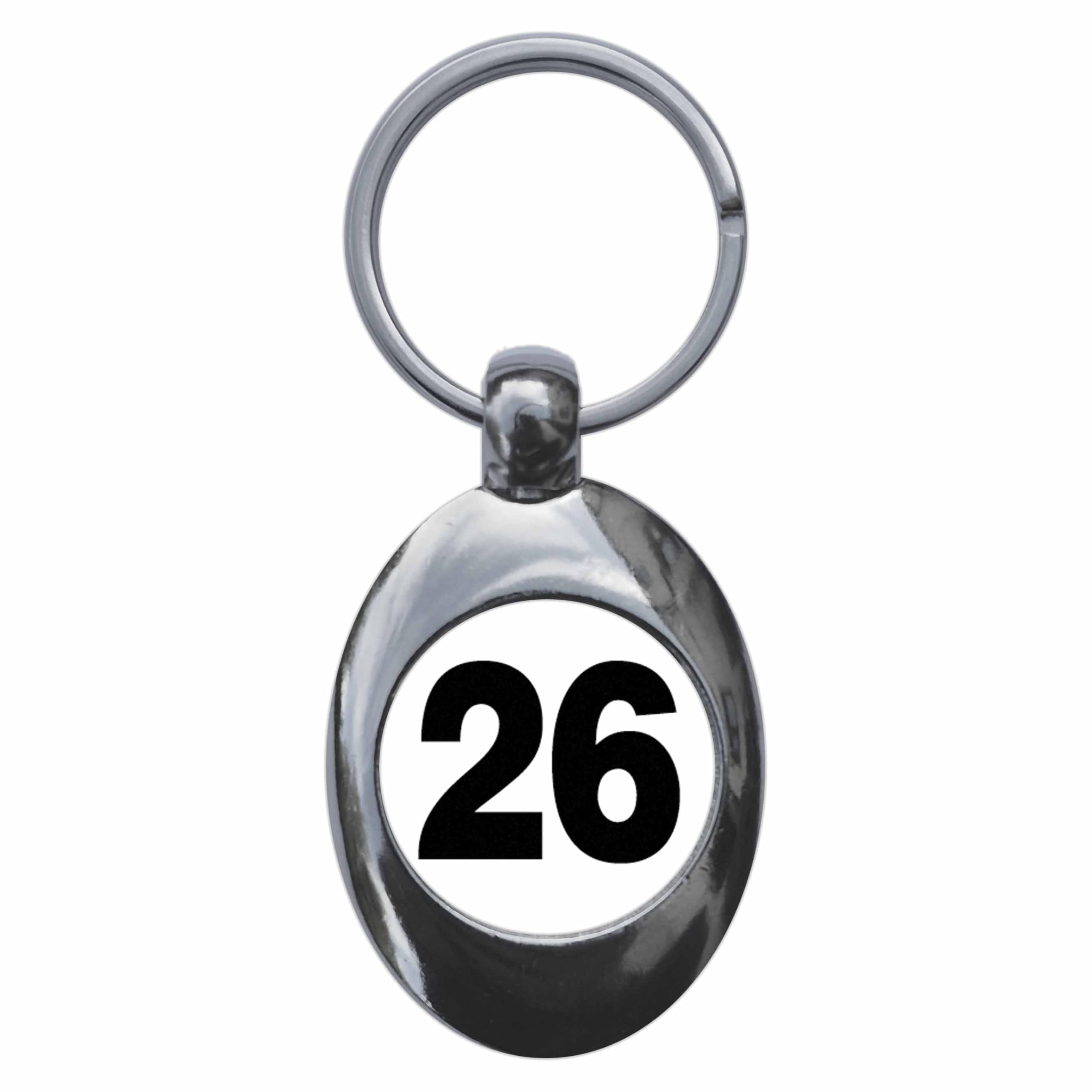 Ozorath Plain Number 26 Twenty Six Keyring Keychain Key Ring Chain With Trolley Coin