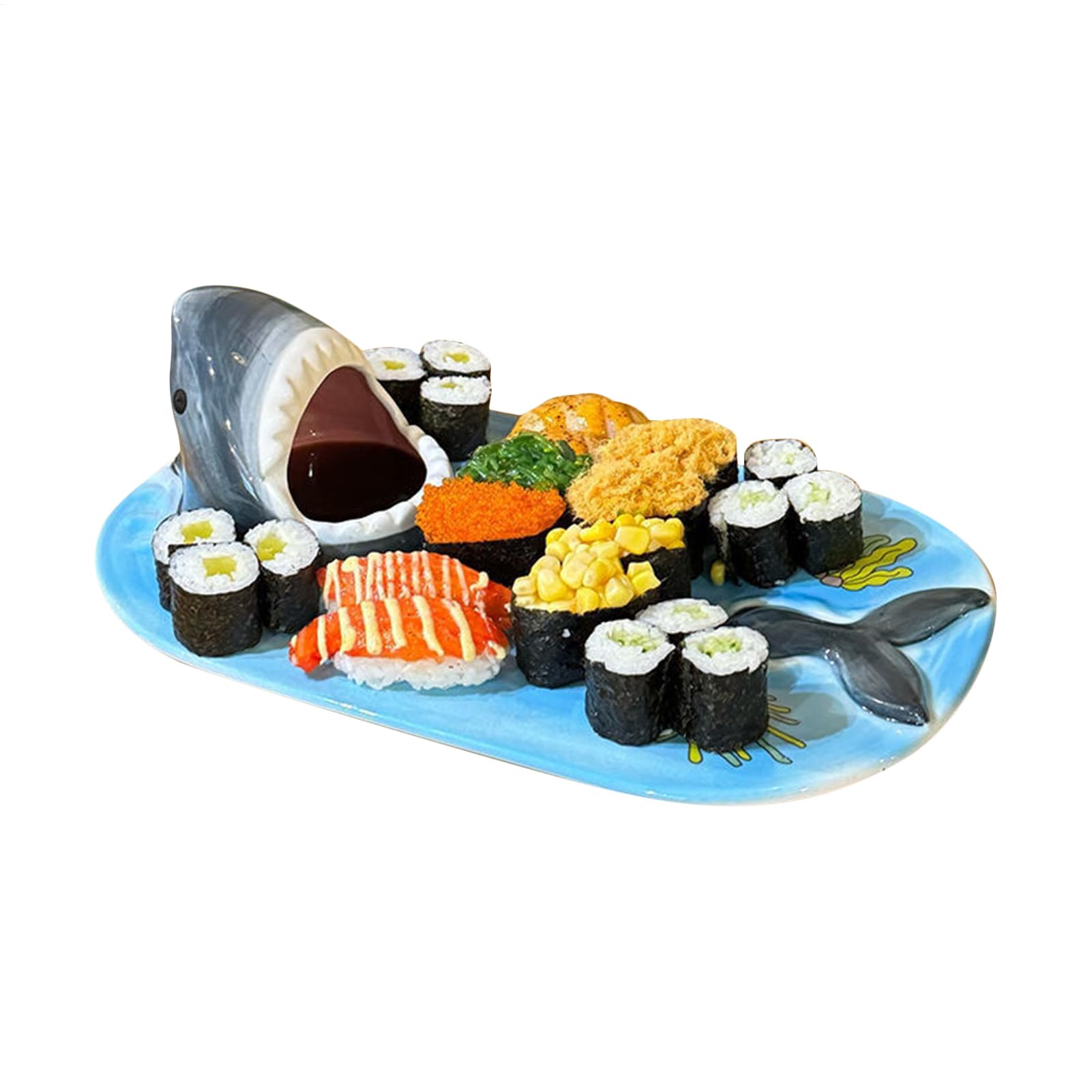 Shark Bowl - Ceramic Dishwasher Safe Tableware,Ceramic Shark Sushi Plates | for Dumplings Snacks Fruits Birthday Festival Dinner Home Restaurant Apartment Kitchen