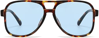 Long Keeper Retro Pilot Sunglasses for Women Men Vintage Aviation 70s Sunglasses Oversized Square Double Bridge Sun Glasses UV400 Protection