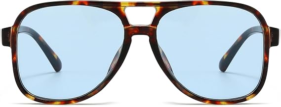 Long Keeper Retro Pilot Sunglasses for Women Men Vintage Aviation 70s Sunglasses Oversized Square Double Bridge Sun Glasses UV400 Protection