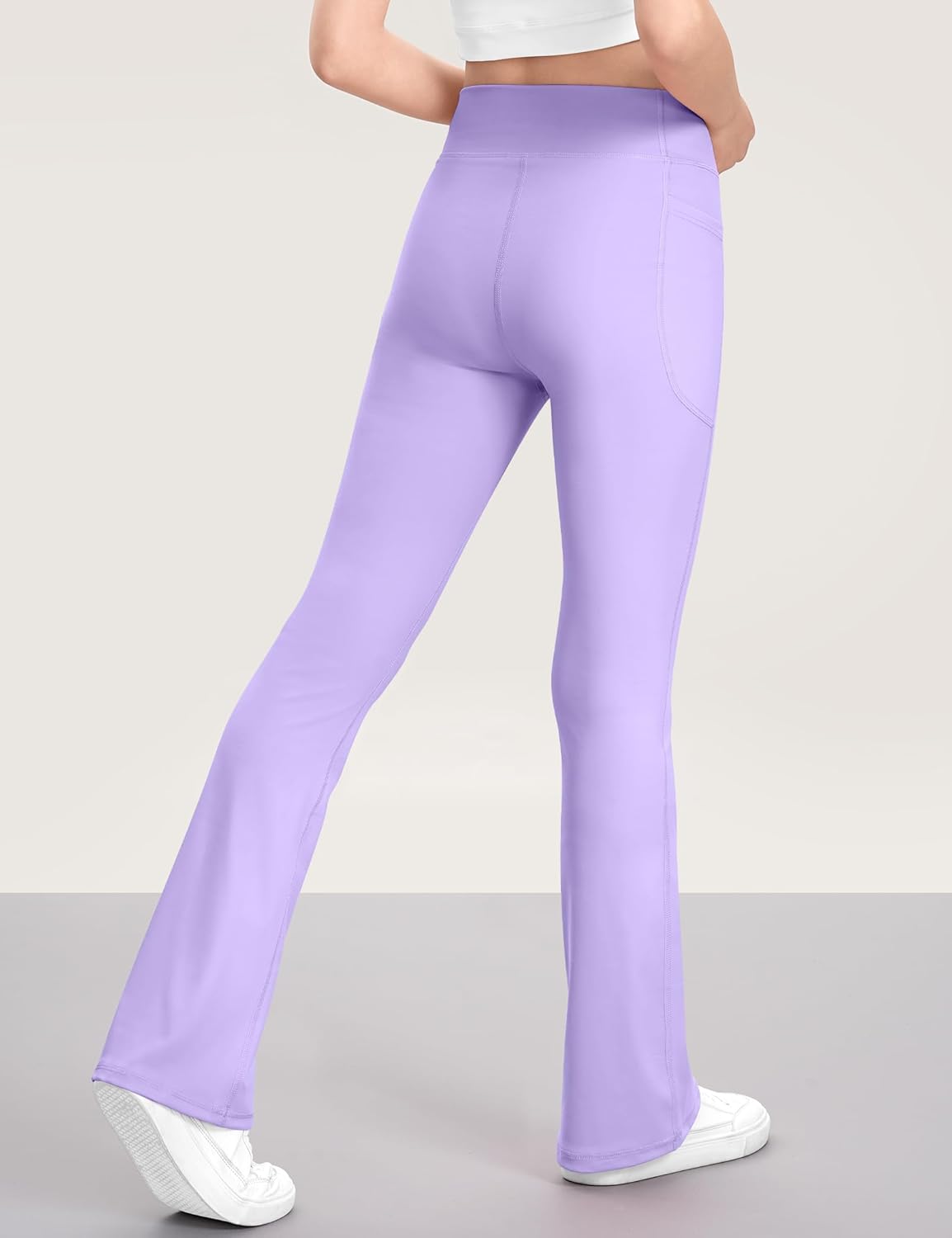 KEREDA Girls Flare Leggings High Waist Bell Bottoms for Kids Yoga Dance Pants with Pockets Ages 7-14 Years - Image 3