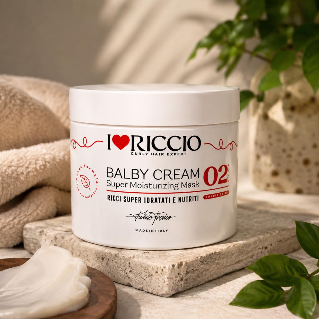 I Love Curly Balby Cream, nawilżająca i odżywcza maska do włosów kręconych lub falujących z olejkami kokosowymi, kukurydzą, kasztanowcem i dziką różą, daje miękkie i pełne włosy, 500 g