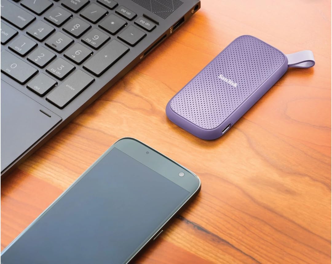 Amazon | Sandisk 1TB ポータブルSSD - ラベンダー、最大800MB/秒、USB