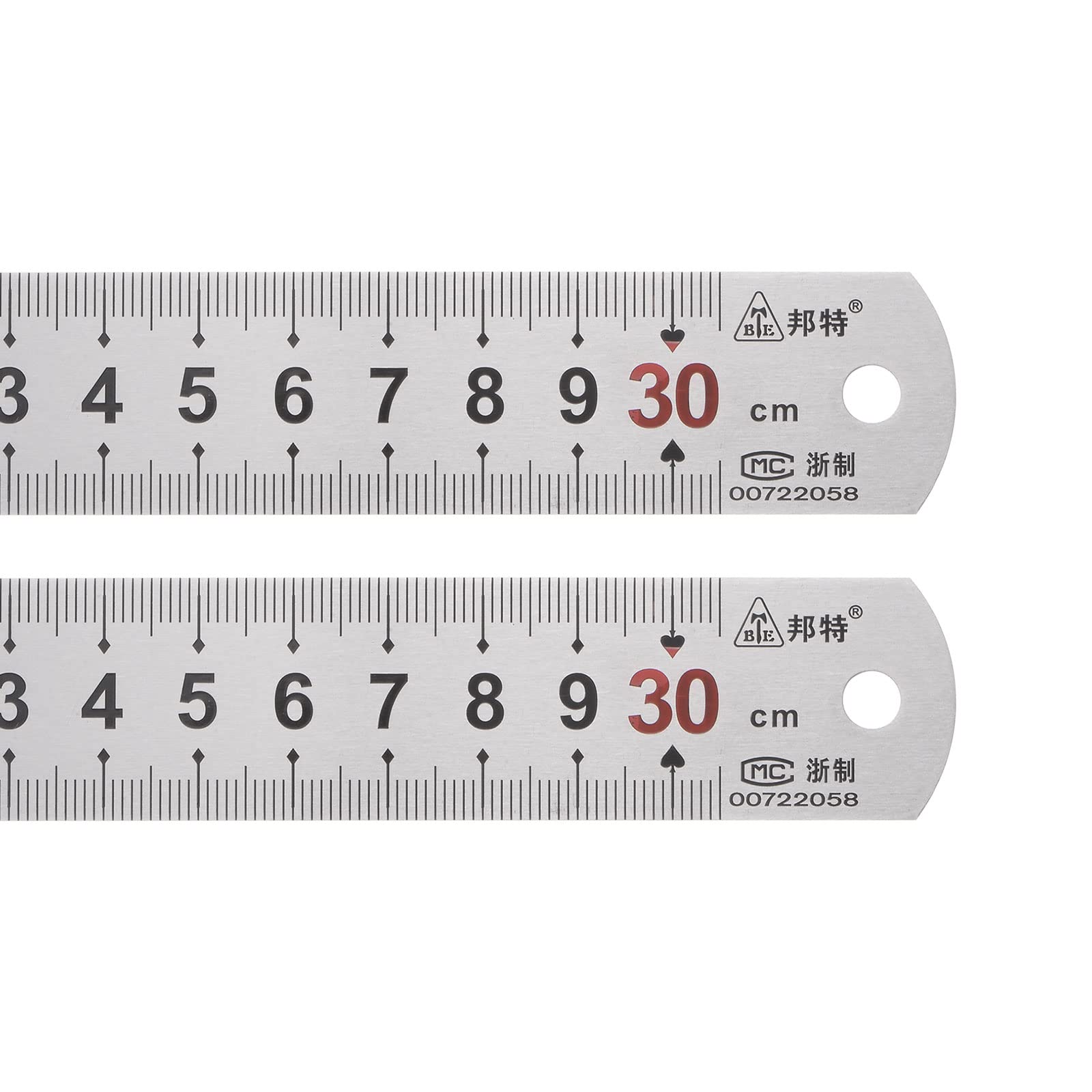 HARFINGTON 2pcs Stainless Steel Ruler 12-inch/30cm Metal Rulers 1" Wide, Inch and Metric Graduation Straight Edge Measuring Tool
