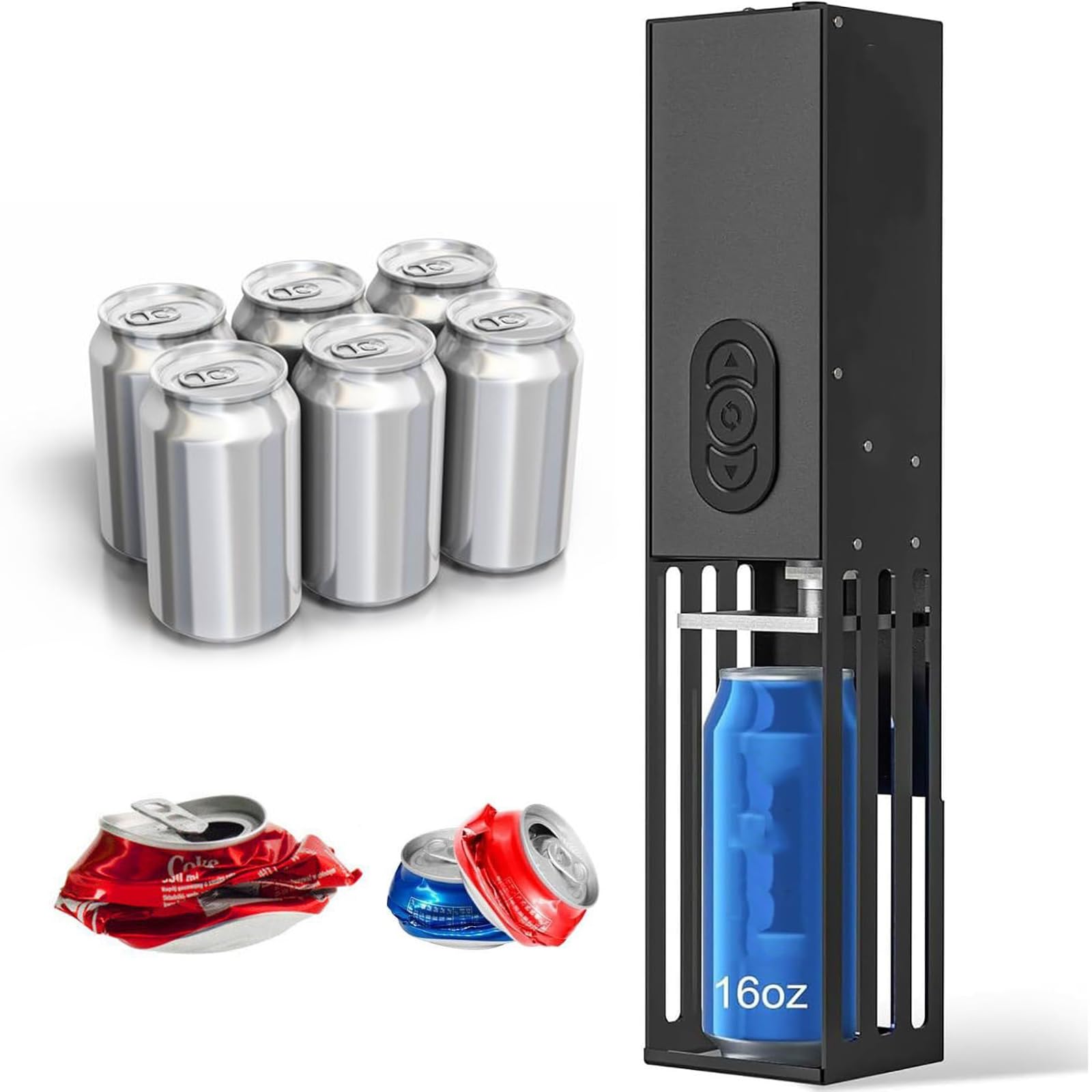 Eiwitany Can Crusher for 12/16oz Aluminum Cans - Wall Mounted, One-Click Recycling Tool for Soda, Beer, and Plastic Bottles - Waste Management