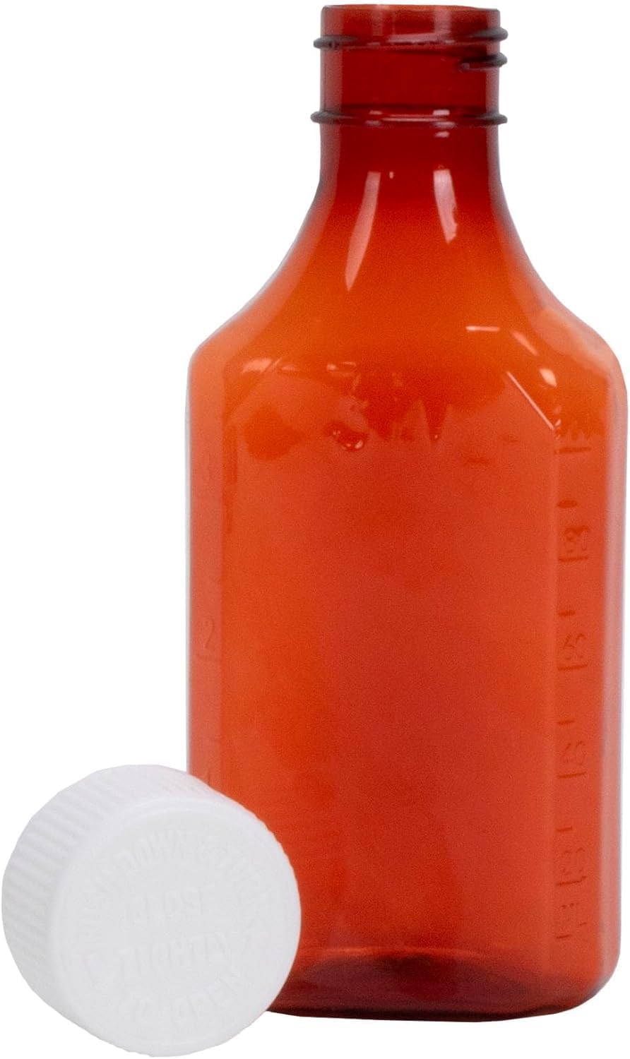 Plastic Amber Oval Liquid Medicine Bottles, 4oz, 200 Count, Child Resistant Cap/Safety Lid, Pharmacy Prescription Dispensing Bottle