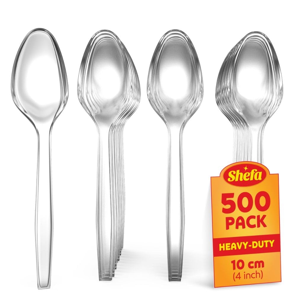 Shefa 500 Clear Teaspoons, Heavy Duty Teaspoons, Microwave-Safe Teaspoon 4" Long for Birthday, Parties, Camping โ image 1