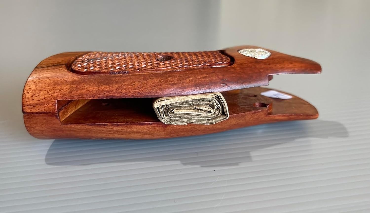 Hardwood Handgun Grips Compatible with Smith and Wesson K/L Frame Square Butt Revolvers Finger Groove Checkered Design Deluxe Classic Handmade Craft Handcraft