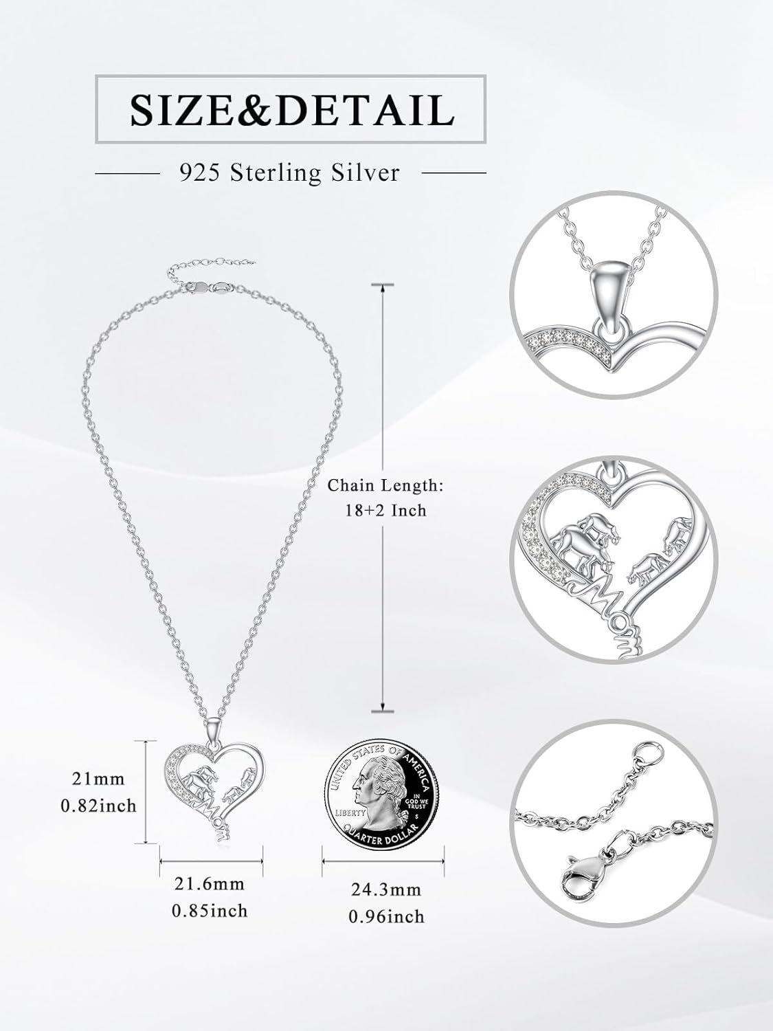 Mama Bear Necklace 925 Sterling Silver Mom Heart Necklace Mothers Day Jewelry for Women Mama Bear Gifts for Mom - Image 6