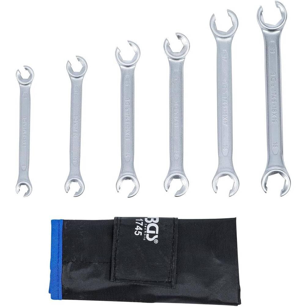 D-Work - Set di chiavi per tubo, 6 pezzi, 8 x 9 a 18 x 19 mm, in acciaio resistente, versatilità e precisione