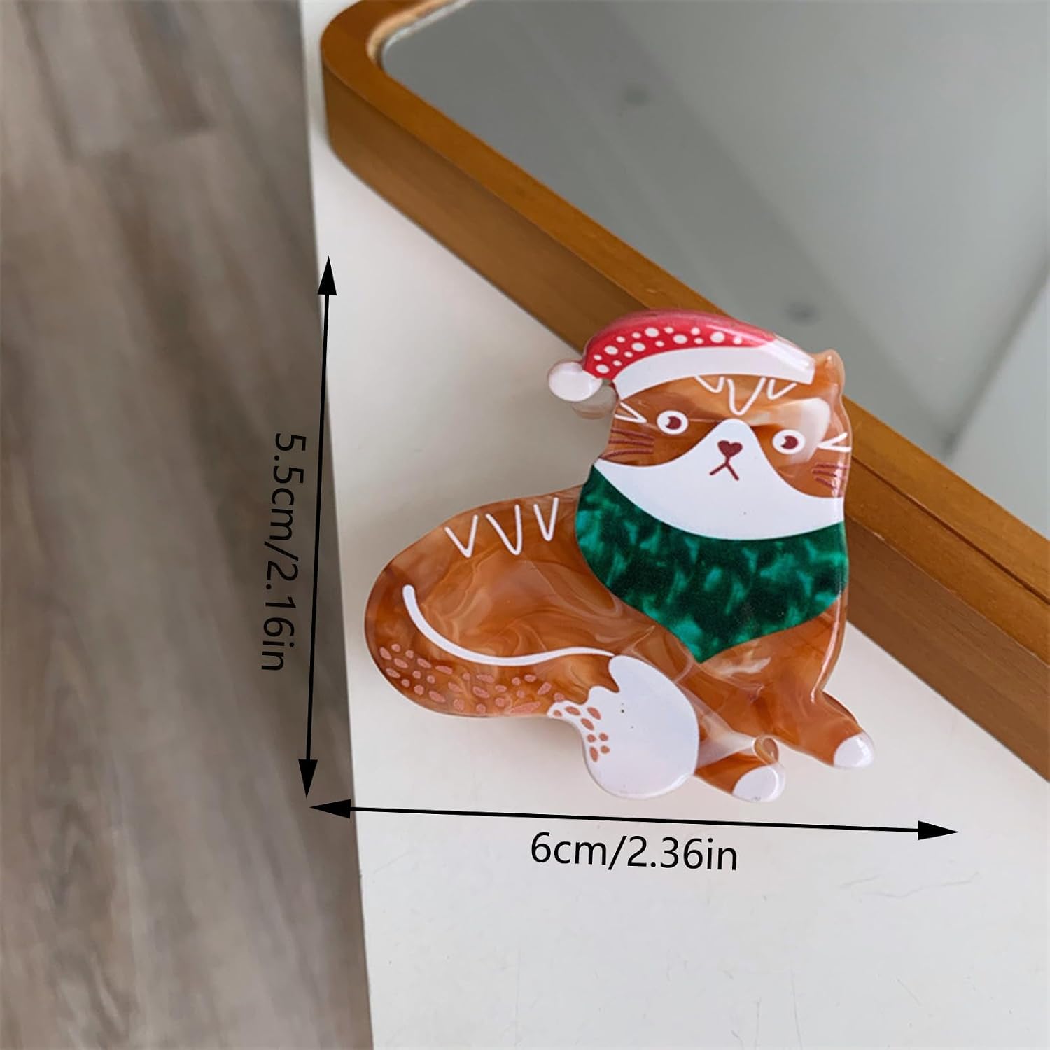 Christmas Hair Clips Orange Cat Hair Claw Clips Cute Acrylic Hair Barrette Nonslip Christmas Hat Kitten Hair Catch Clips Acetate Winter Xmas Styling Hair Accessories for Women Girls Party Supplies image 5