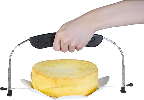 LevCake - Cortador ajustable para tartas, nivelador de 9 alturas diferentes, acero inoxidable de grado alimenticio de alta calidad, doble alambre,