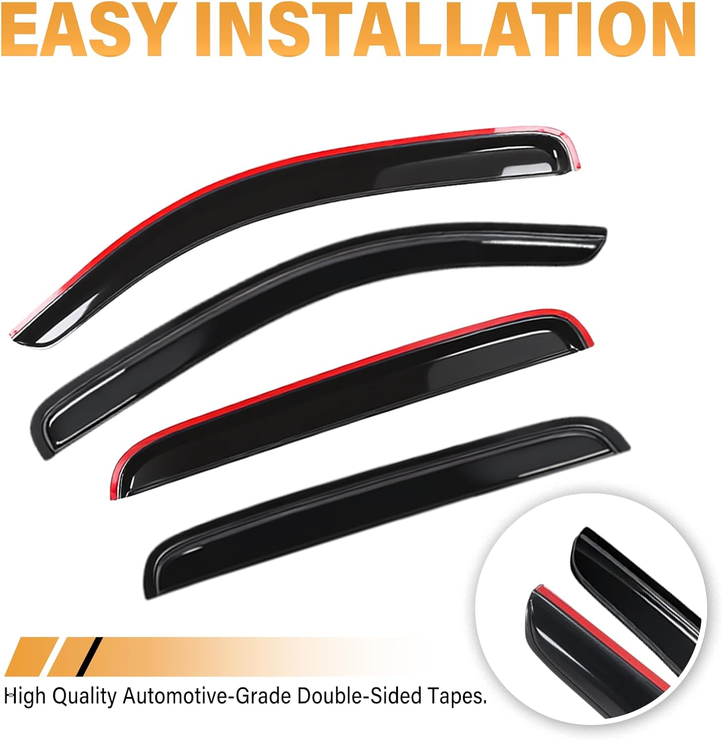 Rain Guards Compatible with 2005-2015 Toyota Tacoma Double Cab, Acrylic Slim Style Window Visor Rain Guard, Extra Side Window Deﬂector for Toyota Tacoma Accessories 4 Pieces