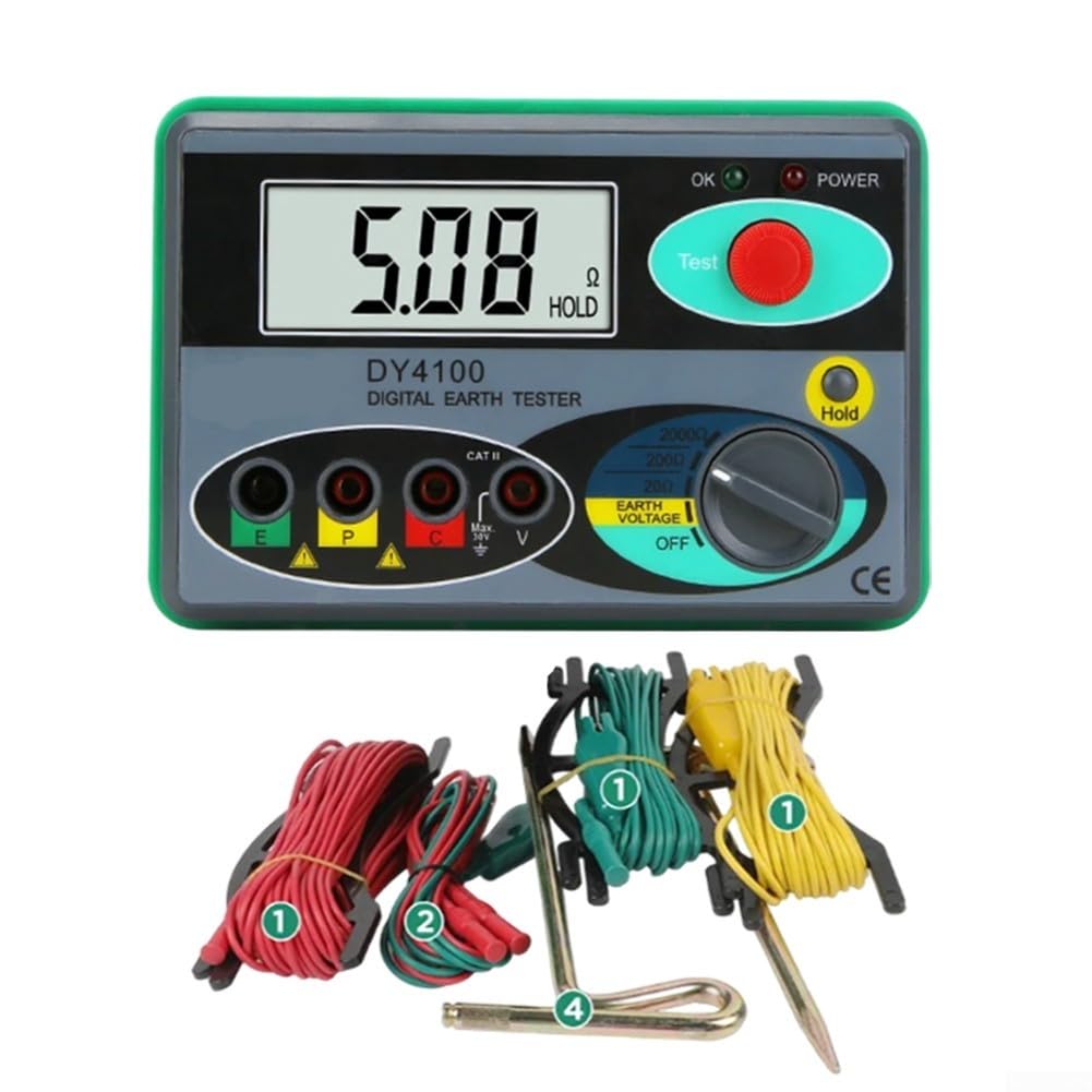 Instrumento de medición de resistencia a tierra DY4100 con pantalla HD clara y diseño de protección de seguridad dual (A)