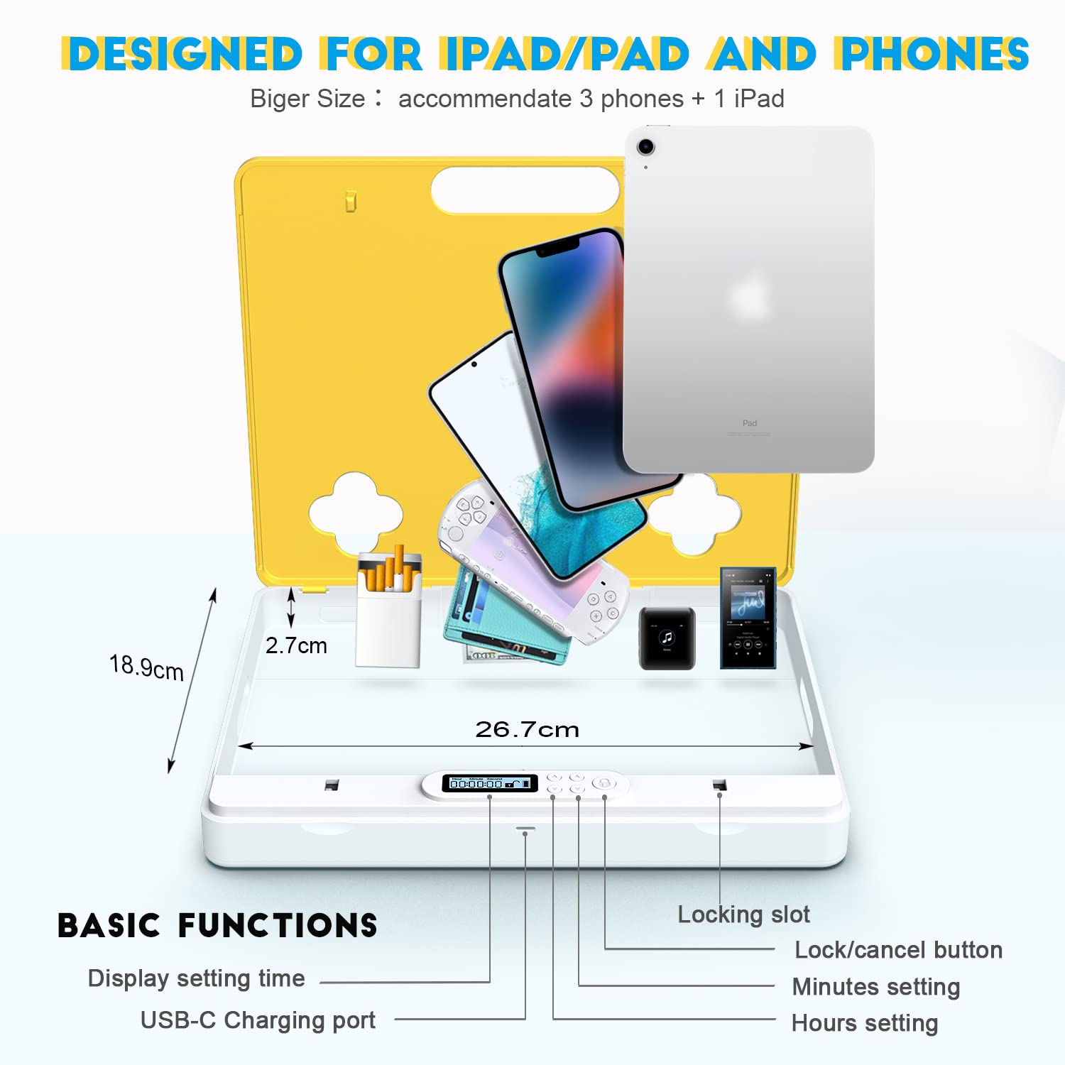 Caja De Bloqueo Para Teléfono Celular IDiskk Con Temporizador, Caja De Casillero Con Temporizador Para Android/iPhone, Cárcel De Teléfono Para Que Los Niños Se Concentren Más (Azul